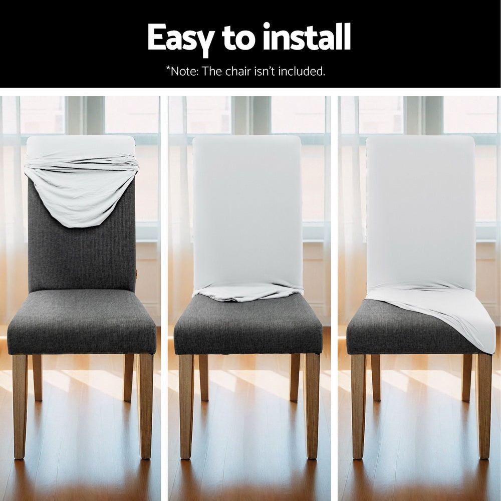 Artiss 6x Dining Chair Slipcovers Spandex Stretch White