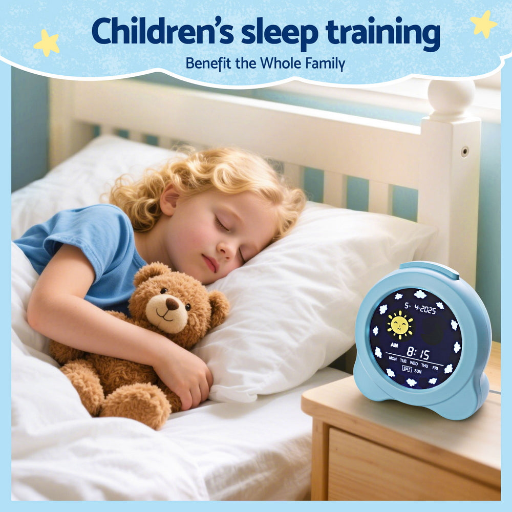 Artiss 3.8" Digital Day Clock Calendar Alarm LCD Blue (Children)