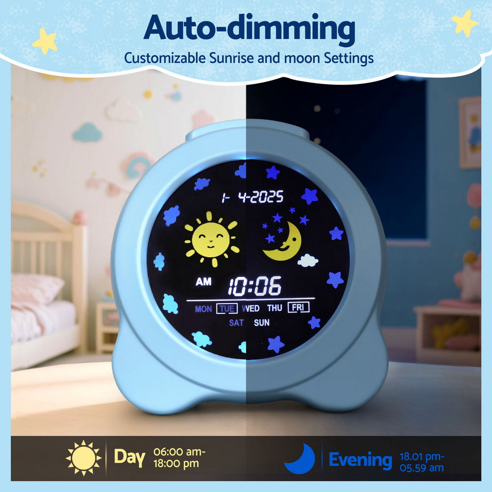 Artiss 3.8" Digital Day Clock Calendar Alarm LCD Blue (Children)
