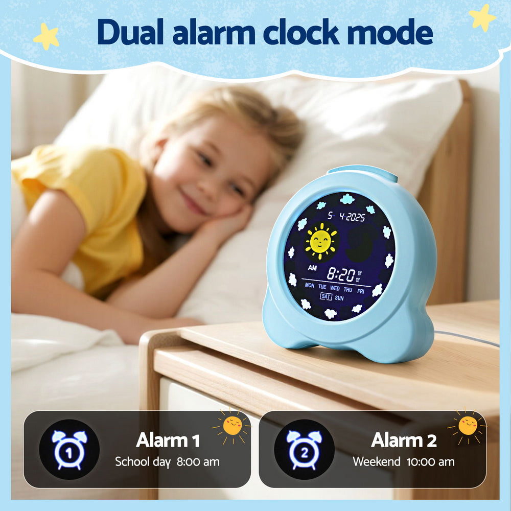 Artiss 3.8" Digital Day Clock Calendar Alarm LCD Blue (Children)