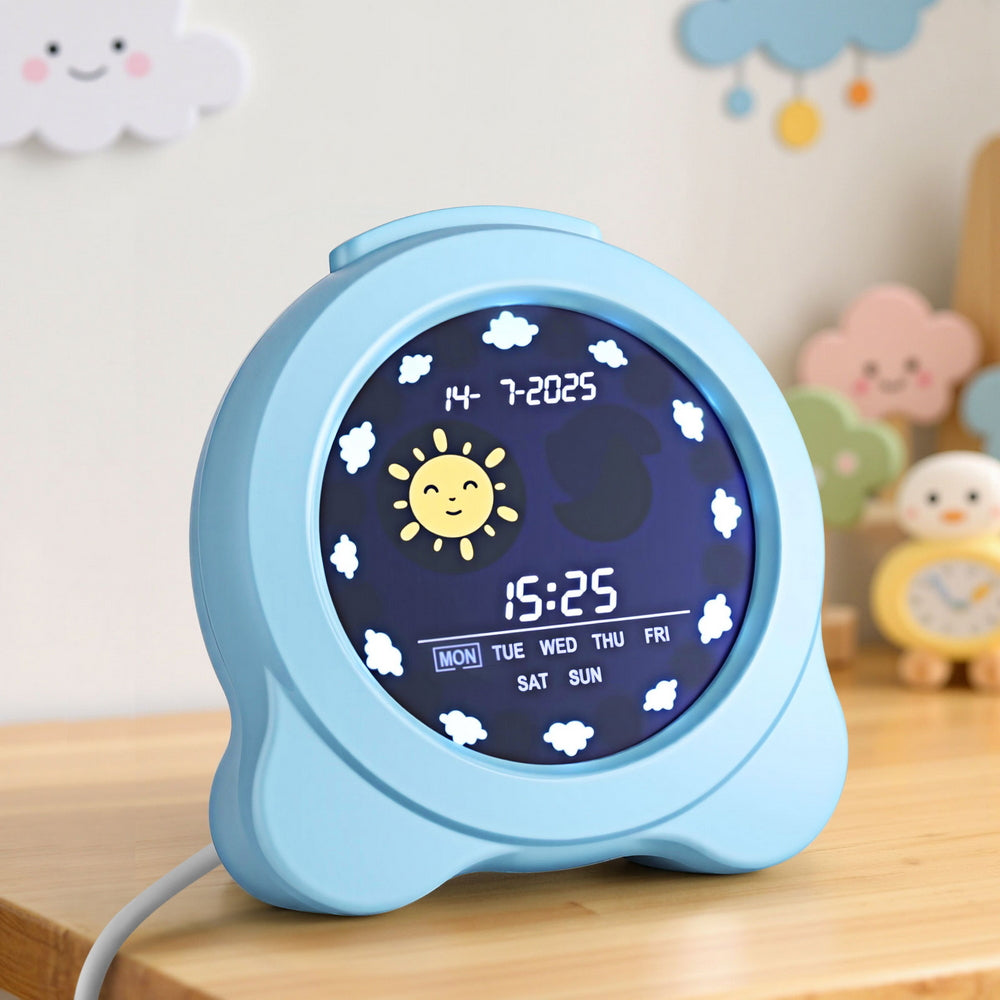 Artiss 3.8" Digital Day Clock Calendar Alarm LCD Blue (Children)