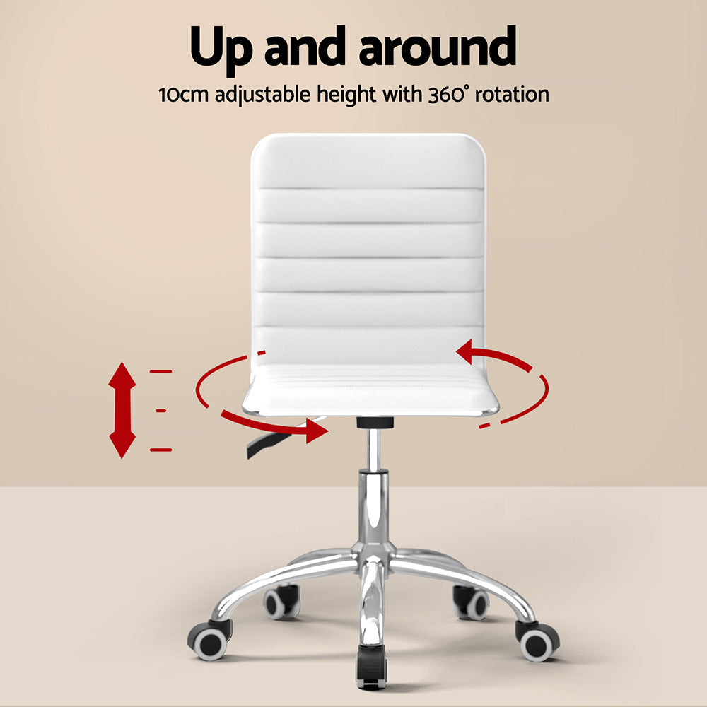 Artiss White Foldable Computer Desk & PU Leather Office Chair Set