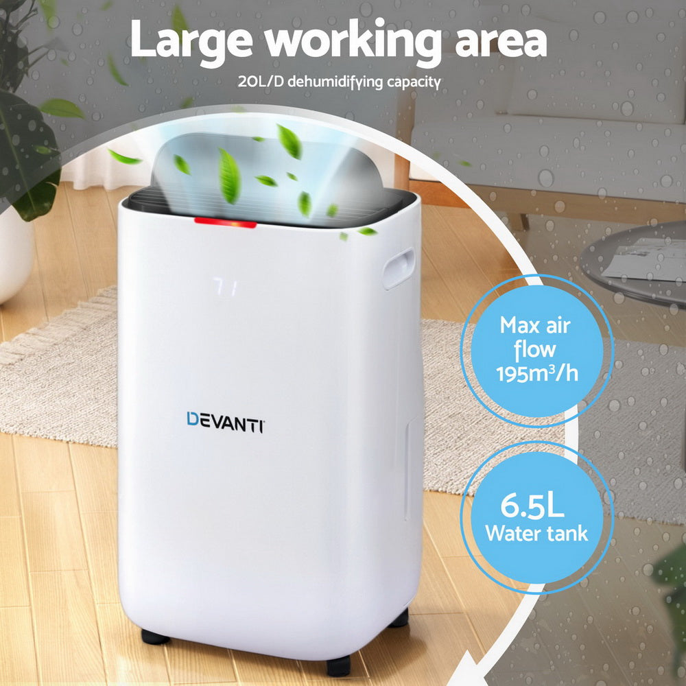 Devanti 20L Dehumidifier Air Purifier White