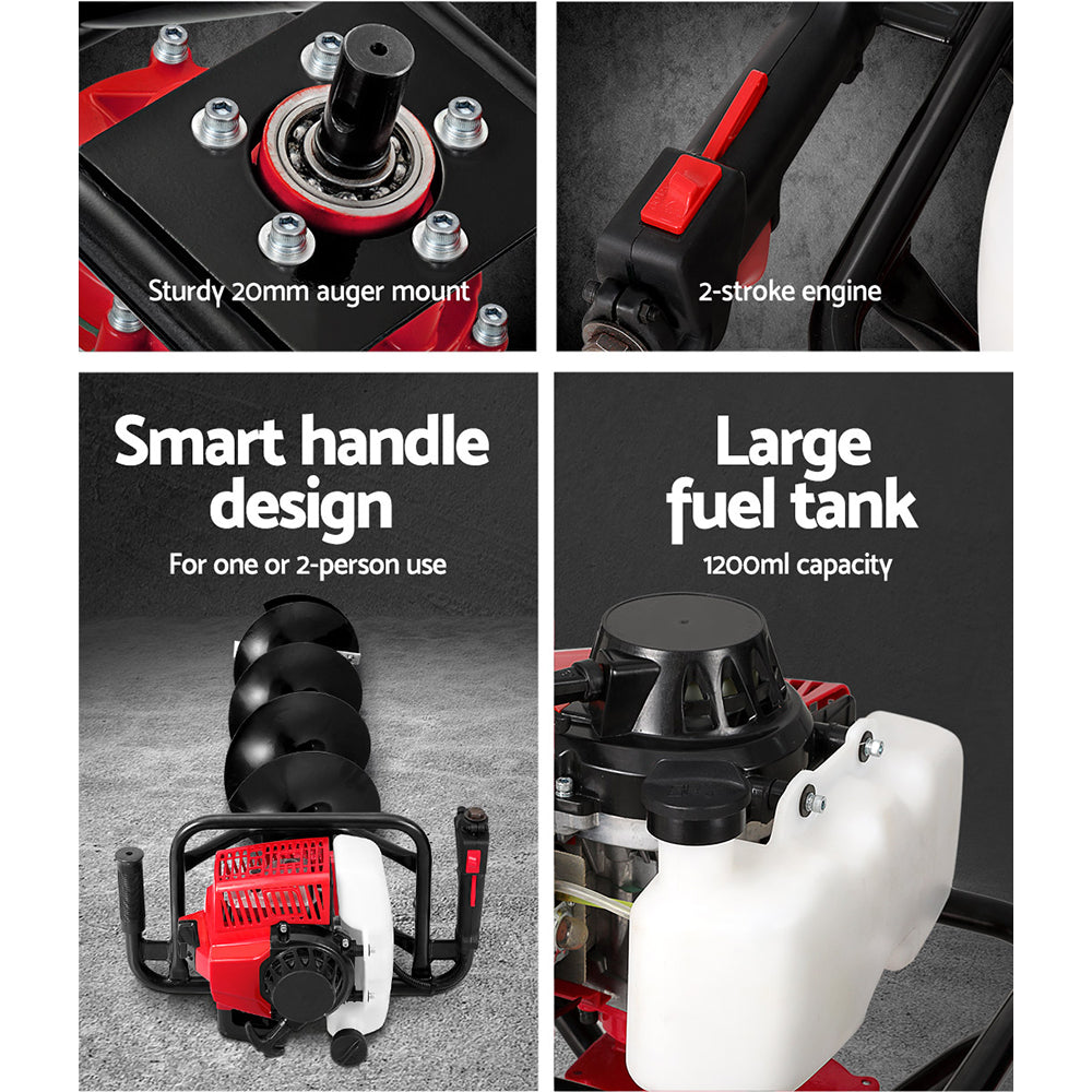 Giantz 92CC Petrol Post Hole Digger Drill Auger Kit