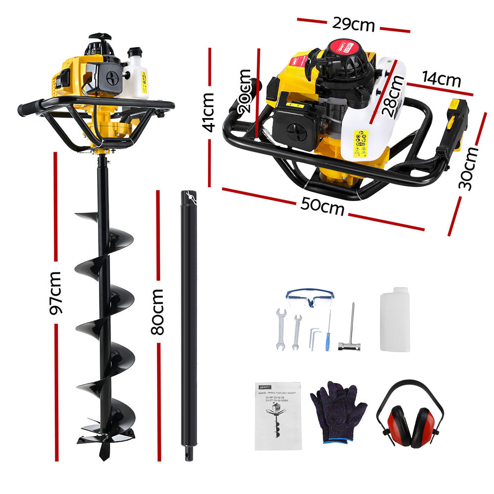 82CC Heavy-Duty Post Hole Digger Set, Vertical Gearbox - Giantz