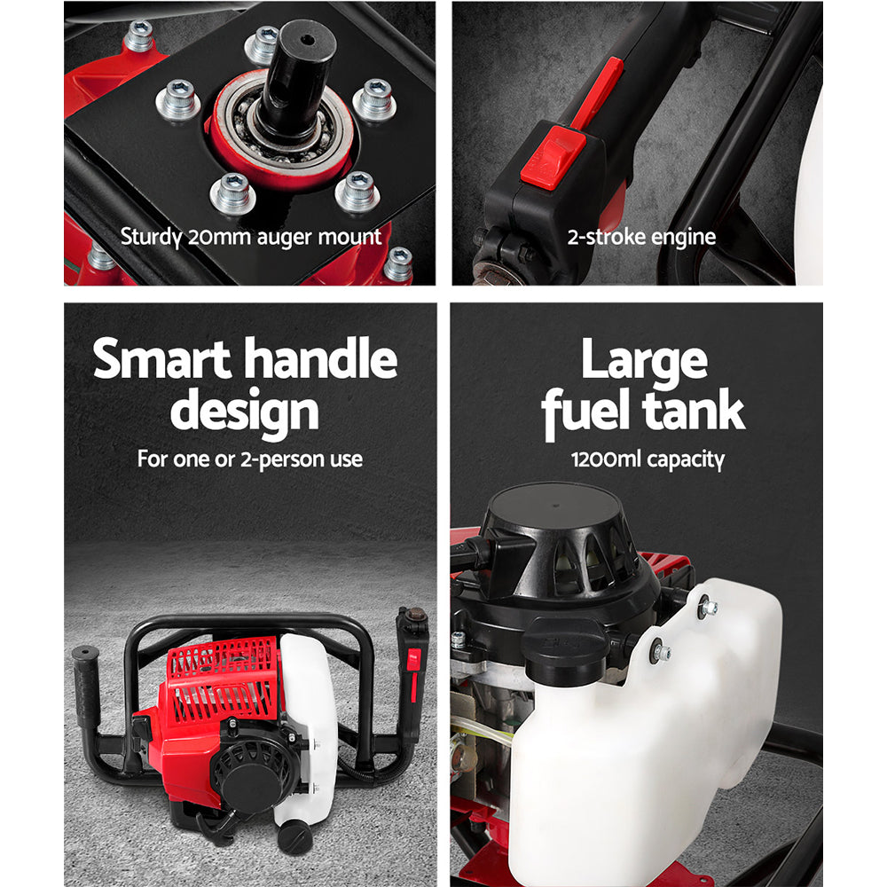 Giantz 92CC Petrol Post Hole Digger Motor Red