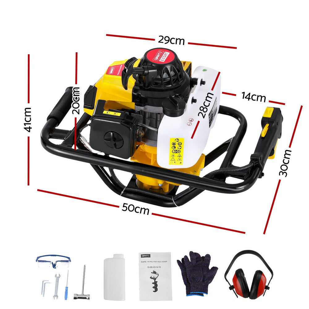 Giantz Post Hole Digger Engine Only 63CC Petrol Yellow