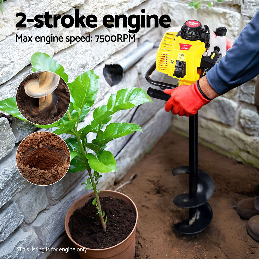 Giantz Post Hole Digger Engine Only 63CC Petrol Yellow