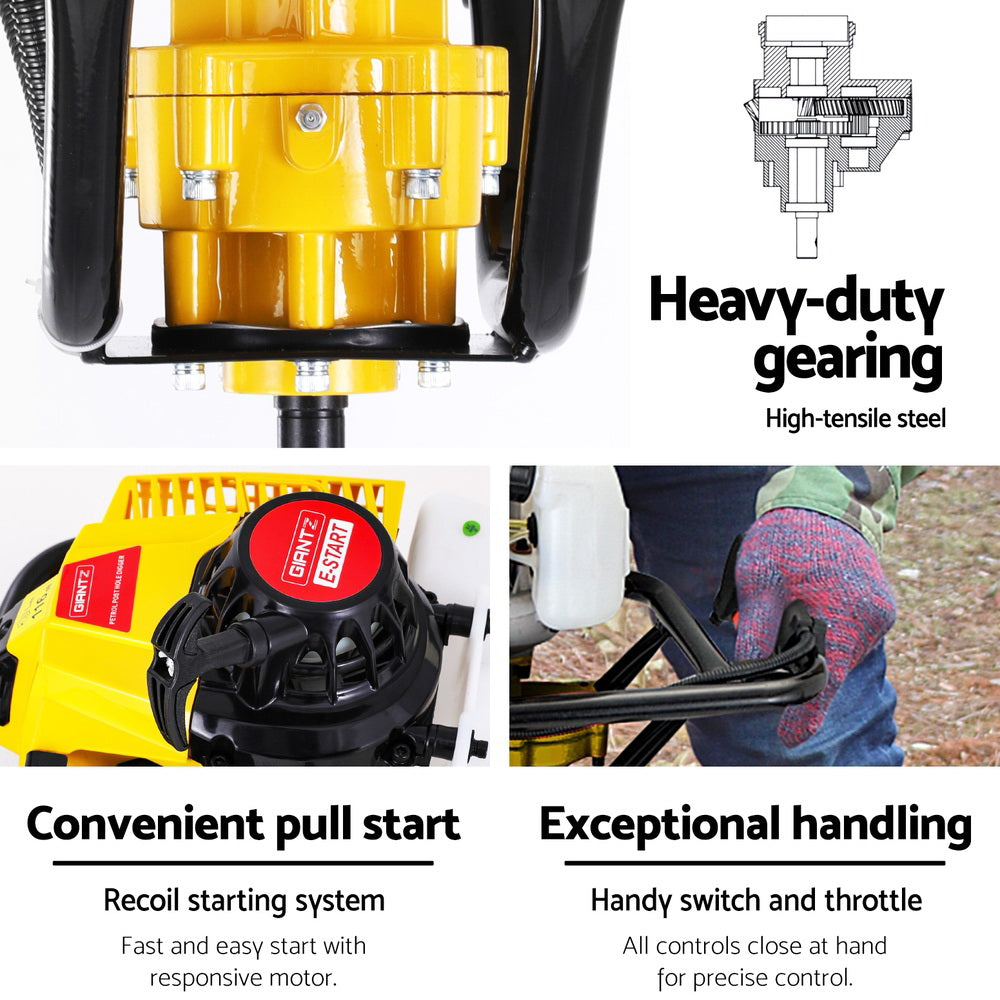 Giantz Post Hole Digger Engine Only 63CC Petrol Yellow