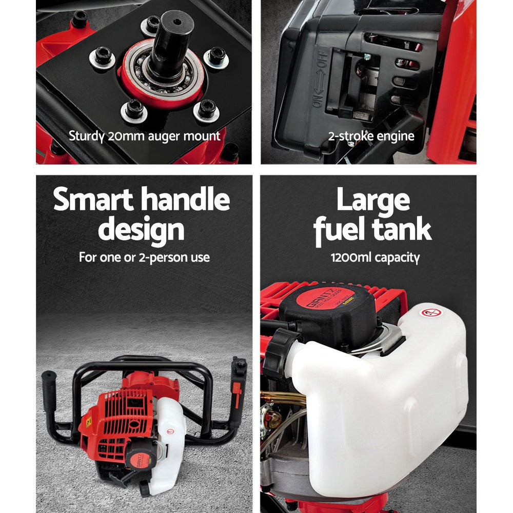 Giantz 92CC Petrol Post Hole Digger Motor Red