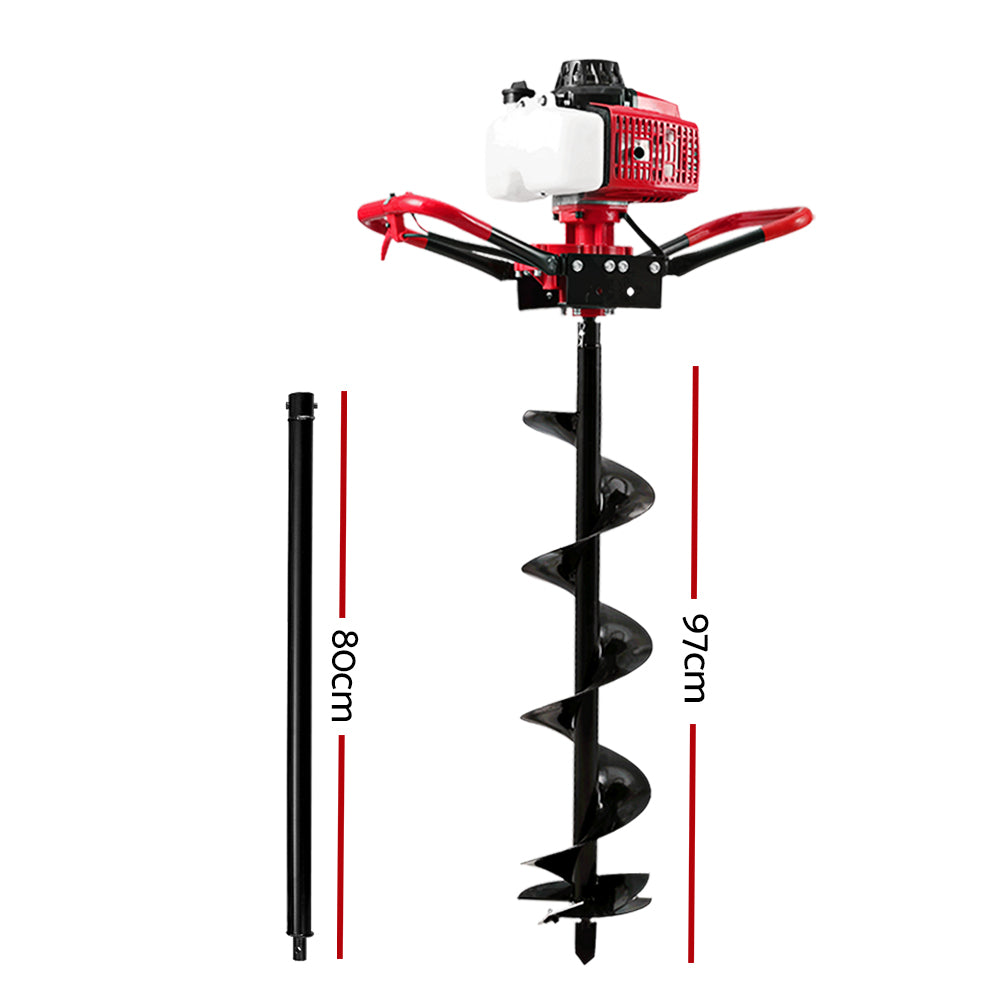 Giantz 80CC Petrol Post Hole Digger 200mm Drill Extension Auger