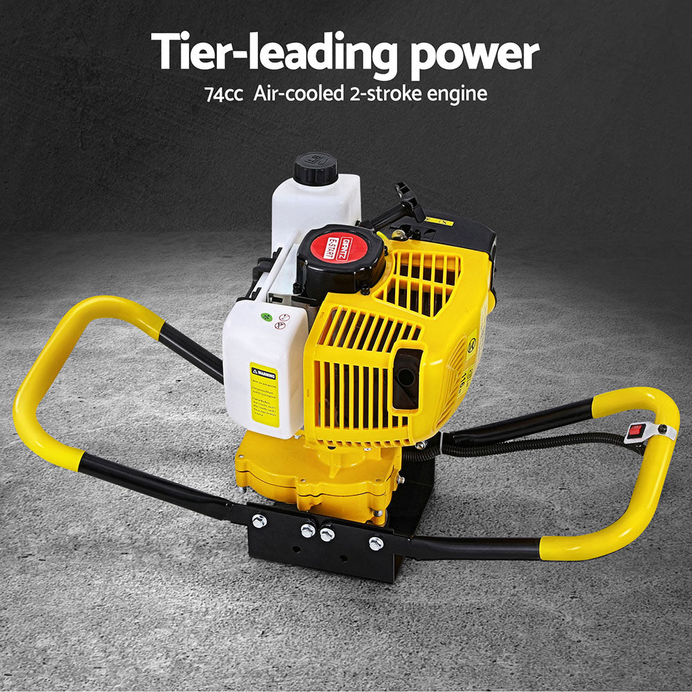 Giantz 74CC Petrol Post Hole Digger Drill Kit with Auger Bits