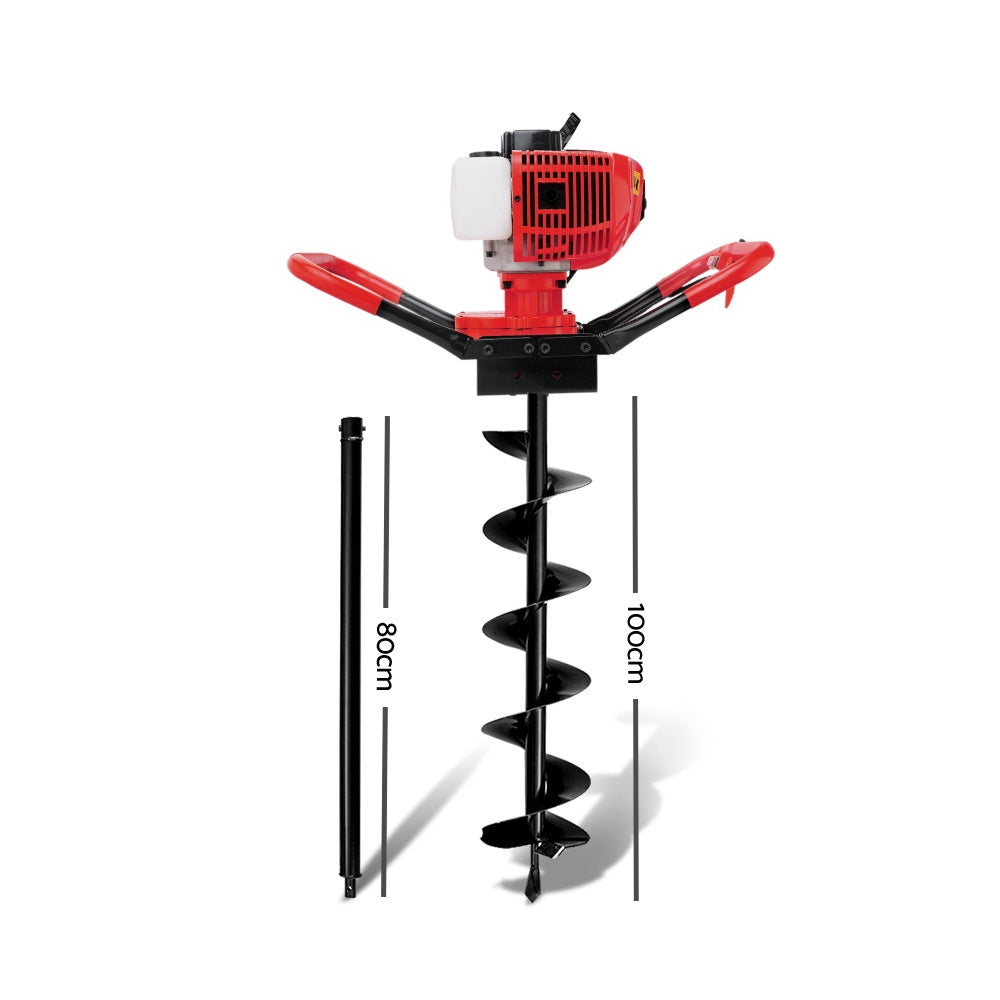 Giantz 80CC Petrol Post Hole Digger 200mm Drill Auger Extension