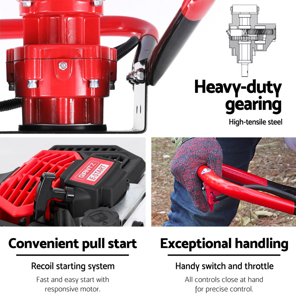 Giantz 65CC Post Hole Digger Petrol Engine Red