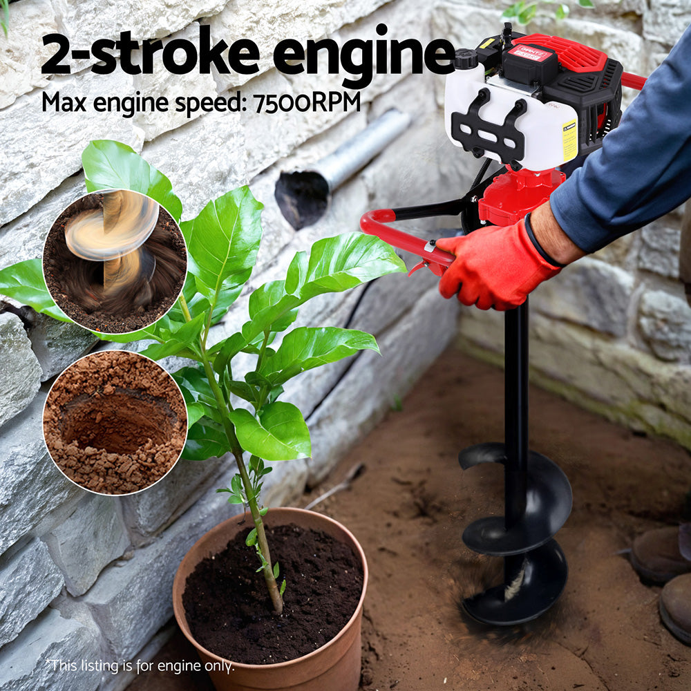 Giantz 65CC Post Hole Digger Petrol Engine Red