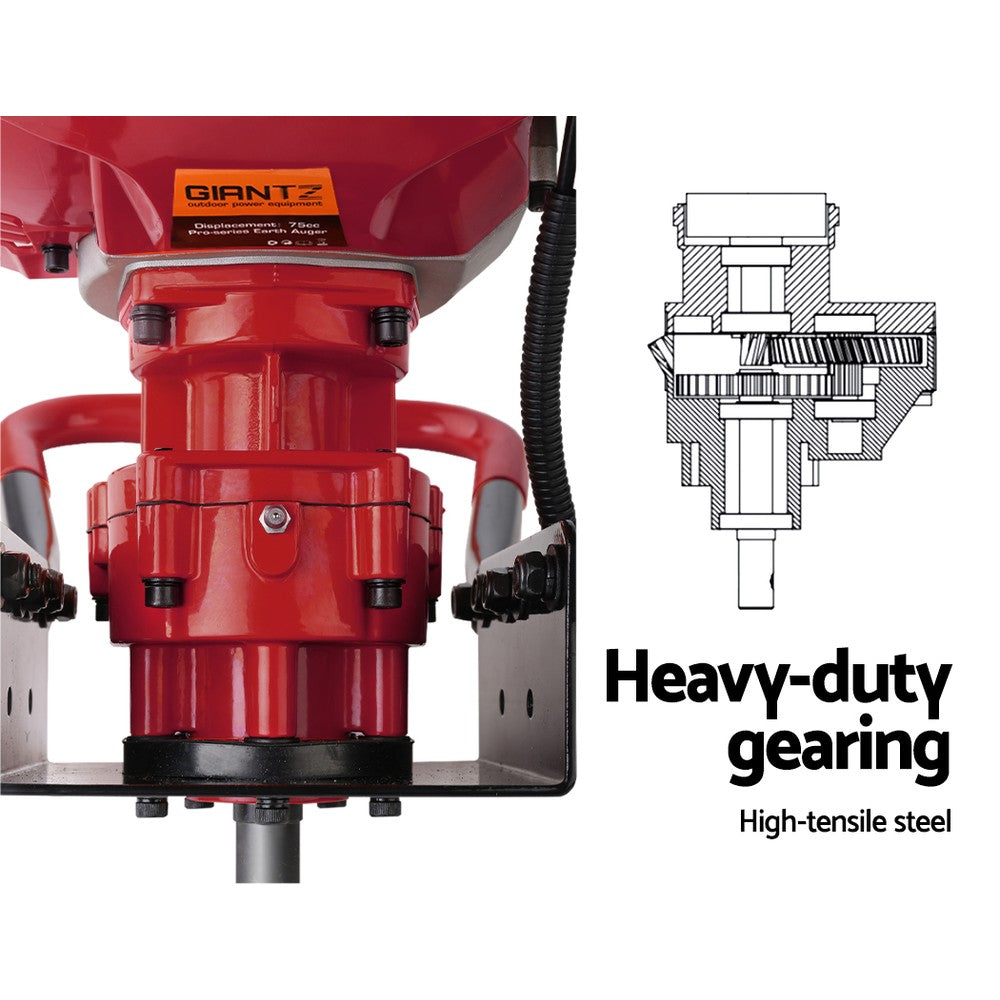 Giantz 66CC Petrol Post Hole Digger 300mm Drill Extension Auger