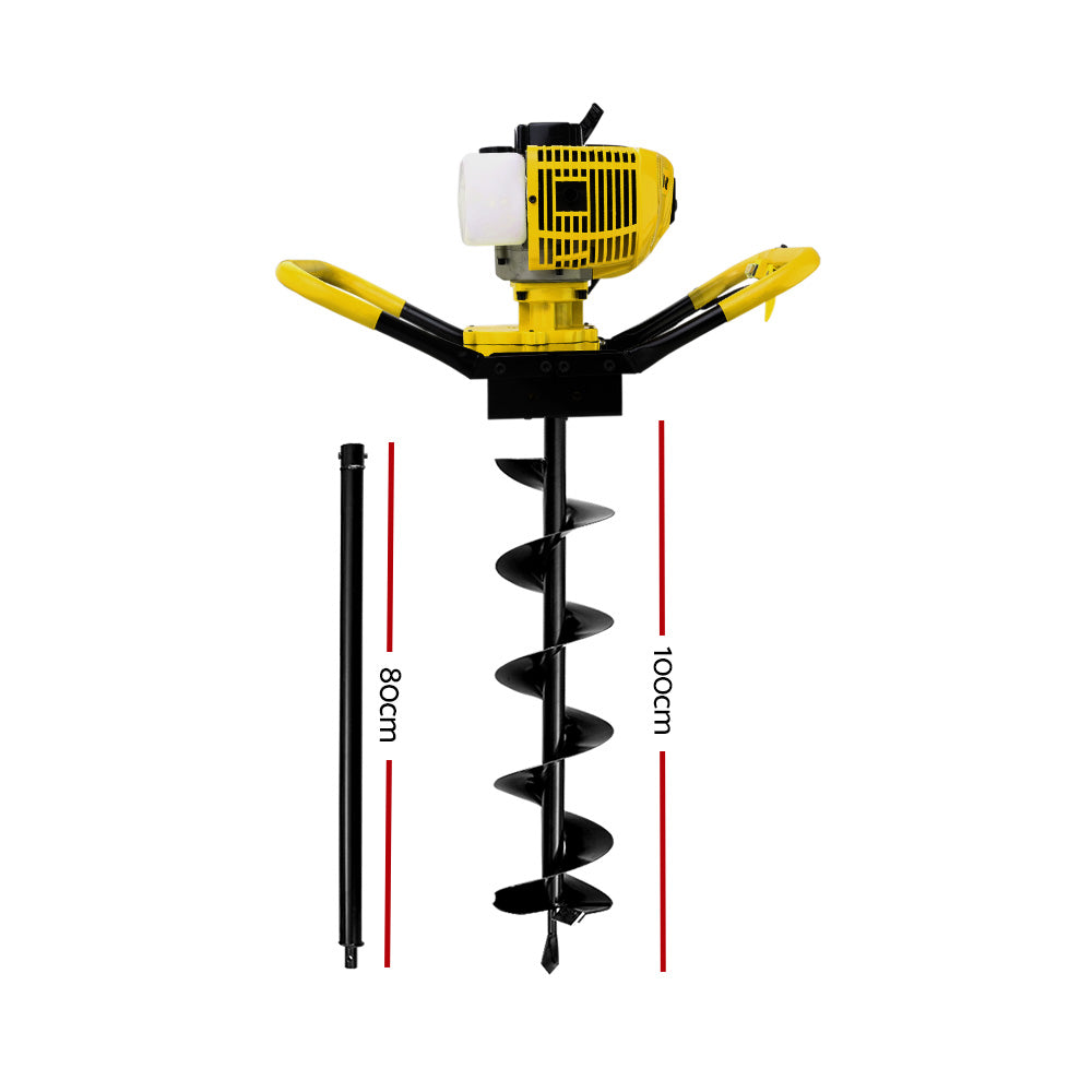 Giantz 80CC Petrol Post Hole Digger 200mm Drill Auger Extension