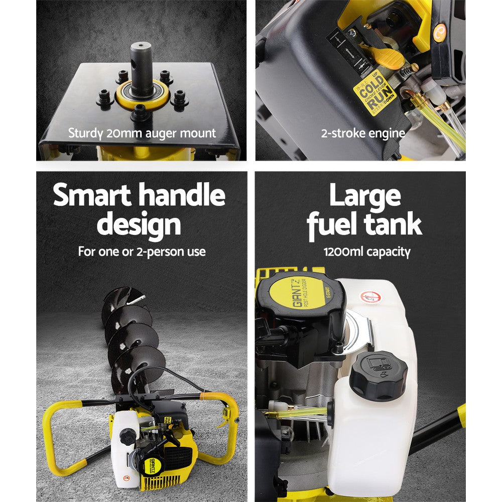 Giantz 80CC Petrol Post Hole Digger 200mm Drill Auger Extension