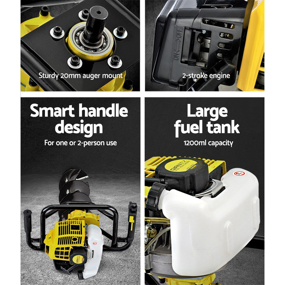 Giantz 92CC Petrol Post Hole Digger Drill Auger with Extensions