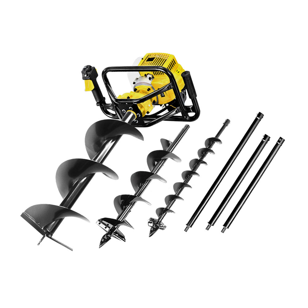 Giantz 92CC Petrol Post Hole Digger Drill Auger with Extensions