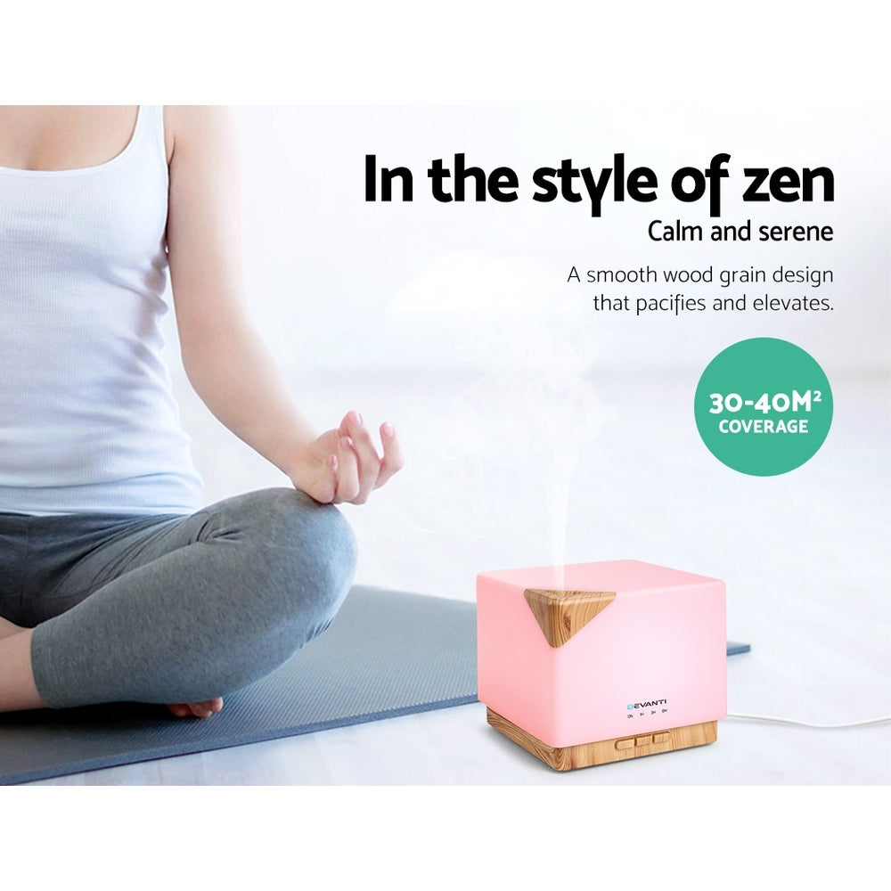 Devanti 600ml Aroma Diffuser Humidifier Light Wood Grain