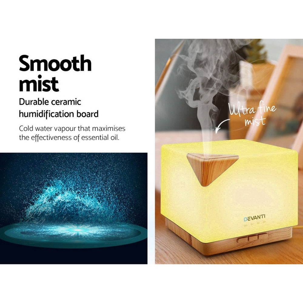 Devanti 600ml Aroma Diffuser Humidifier Light Wood Grain