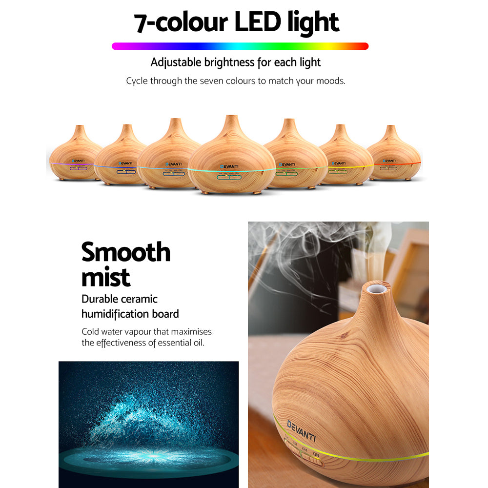 Devanti 300ml Aroma Diffuser Humidifier Light Wood Grain