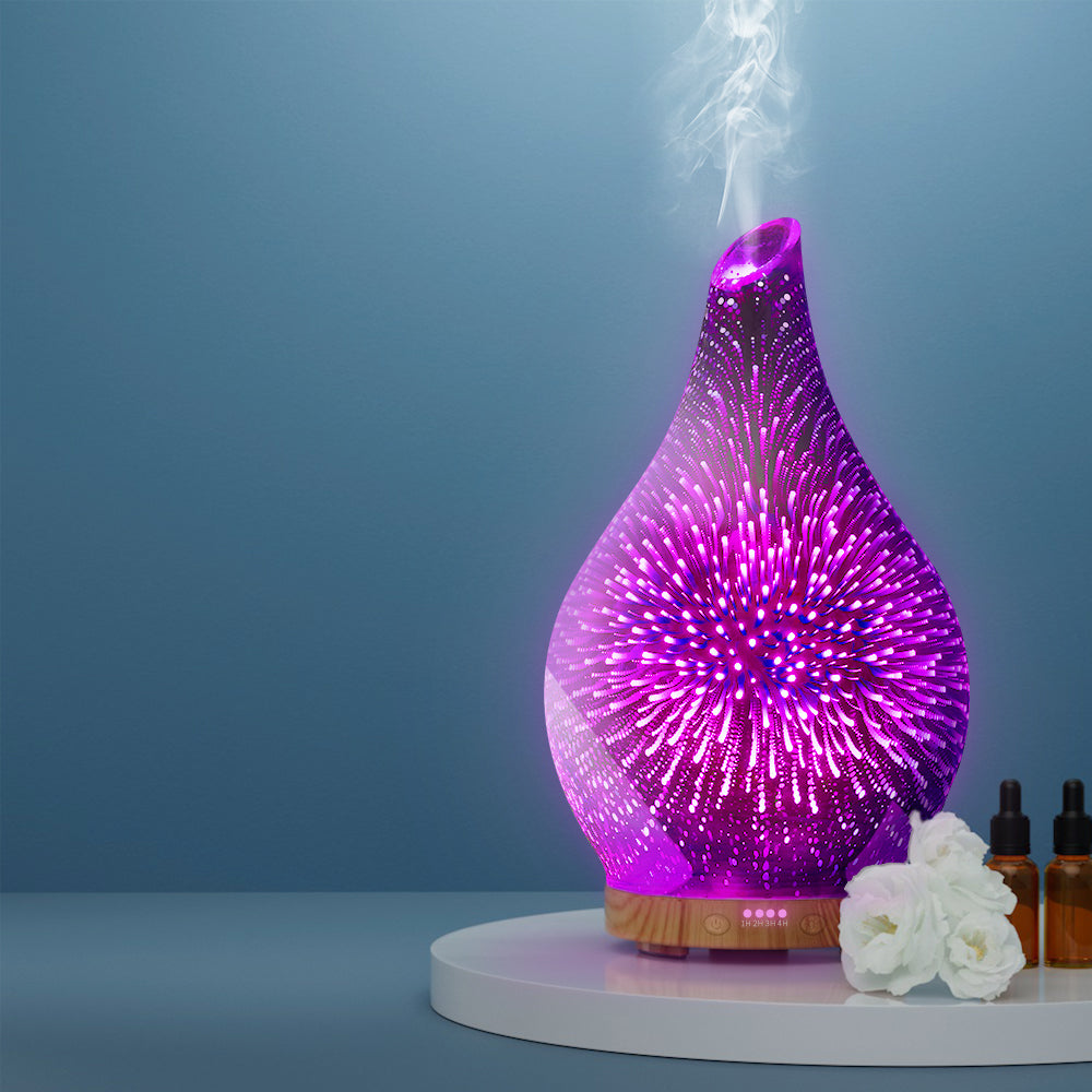Devanti 100ml Aroma Diffuser 3D Light Wood Aromatherapy Humidifier