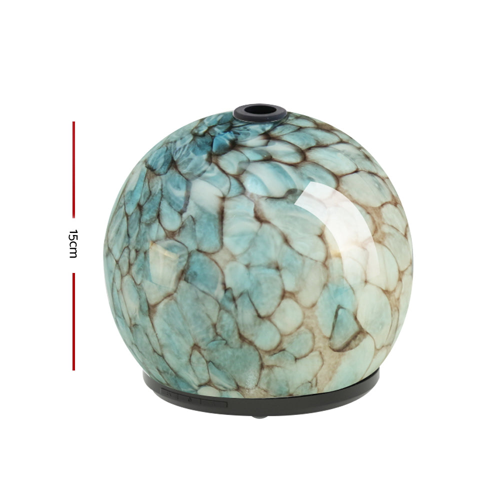 Devanti 240ml Glass Aroma Diffuser Blue Ultrasonic Humidifier