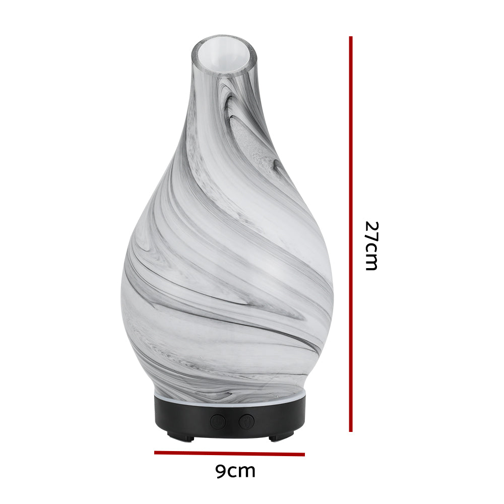 Devanti 100ml Aroma Diffuser LED Glass Marble Black