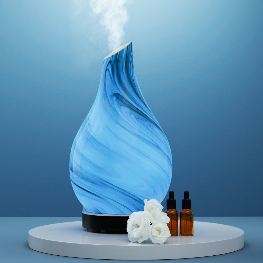 Devanti 100ml Aroma Diffuser LED Glass Marble Black