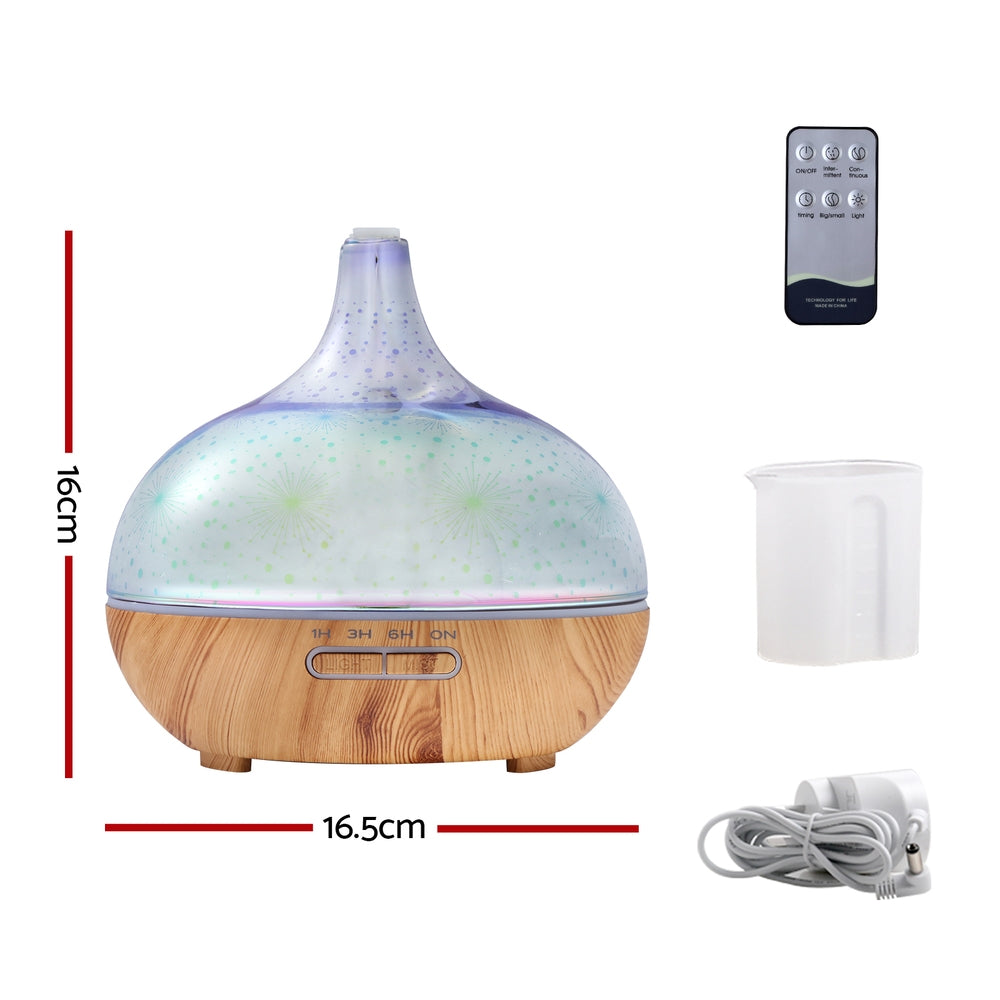 Devanti 400ml Aroma Diffuser 3D Glass LED Night Light