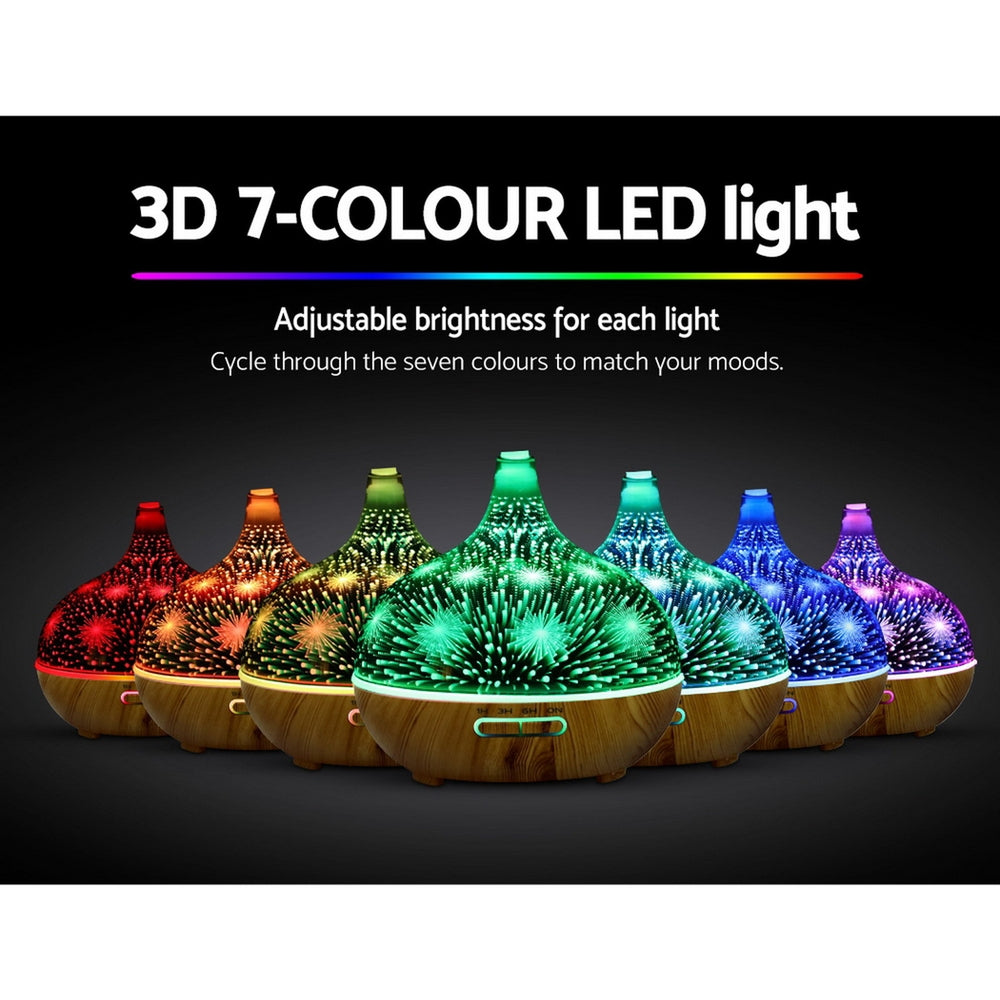 Devanti 400ml Aroma Diffuser 3D Glass LED Night Light