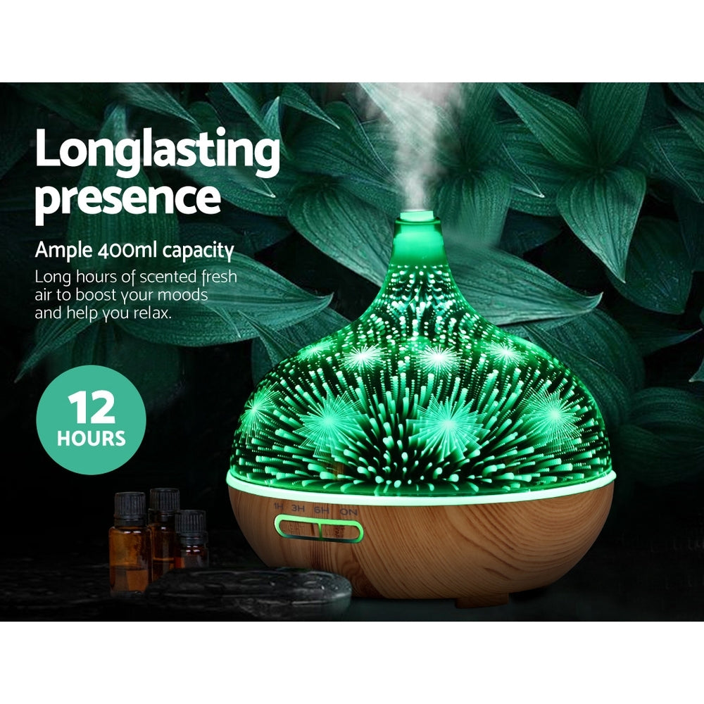 Devanti 400ml Aroma Diffuser 3D Glass LED Night Light