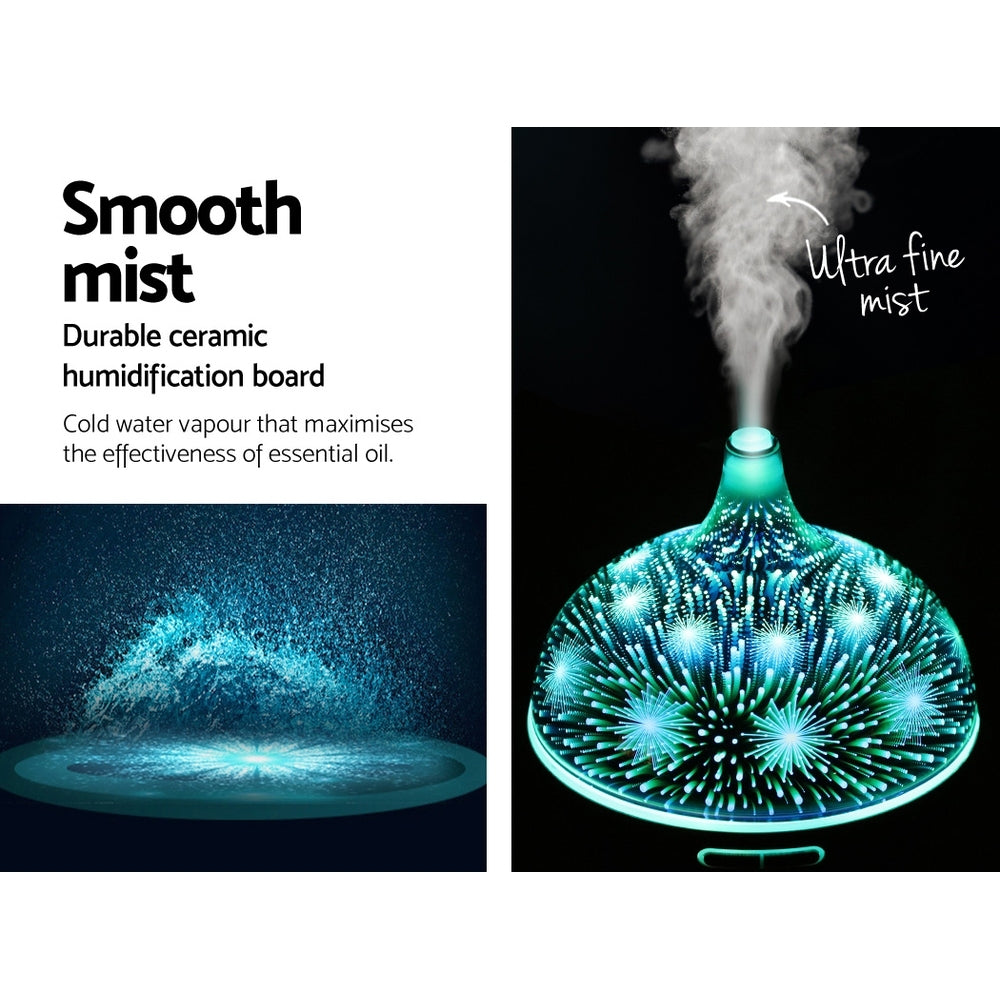 Devanti 400ml Aroma Diffuser 3D Glass LED Night Light
