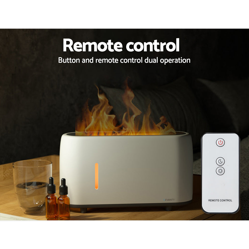 Devanti 240ml Aroma Diffuser Ultrasonic Flame Effect White