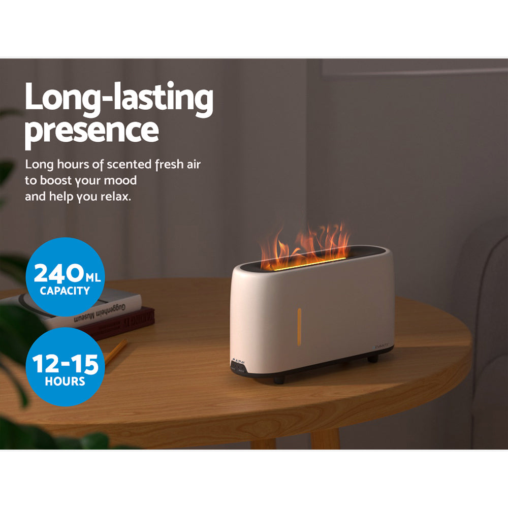 Devanti 240ml Aroma Diffuser Ultrasonic Flame Effect White