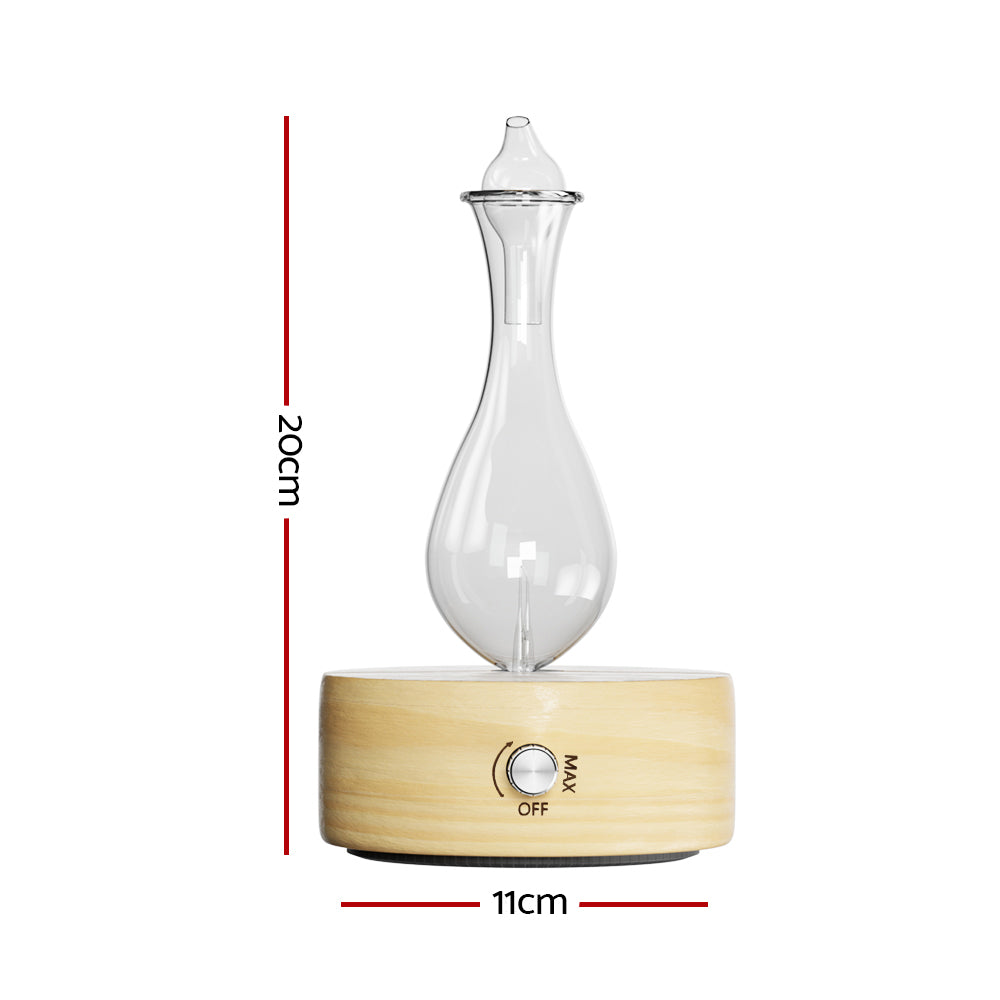 Devanti Waterless Aroma Diffuser Light Wood Glass Aromatherapy