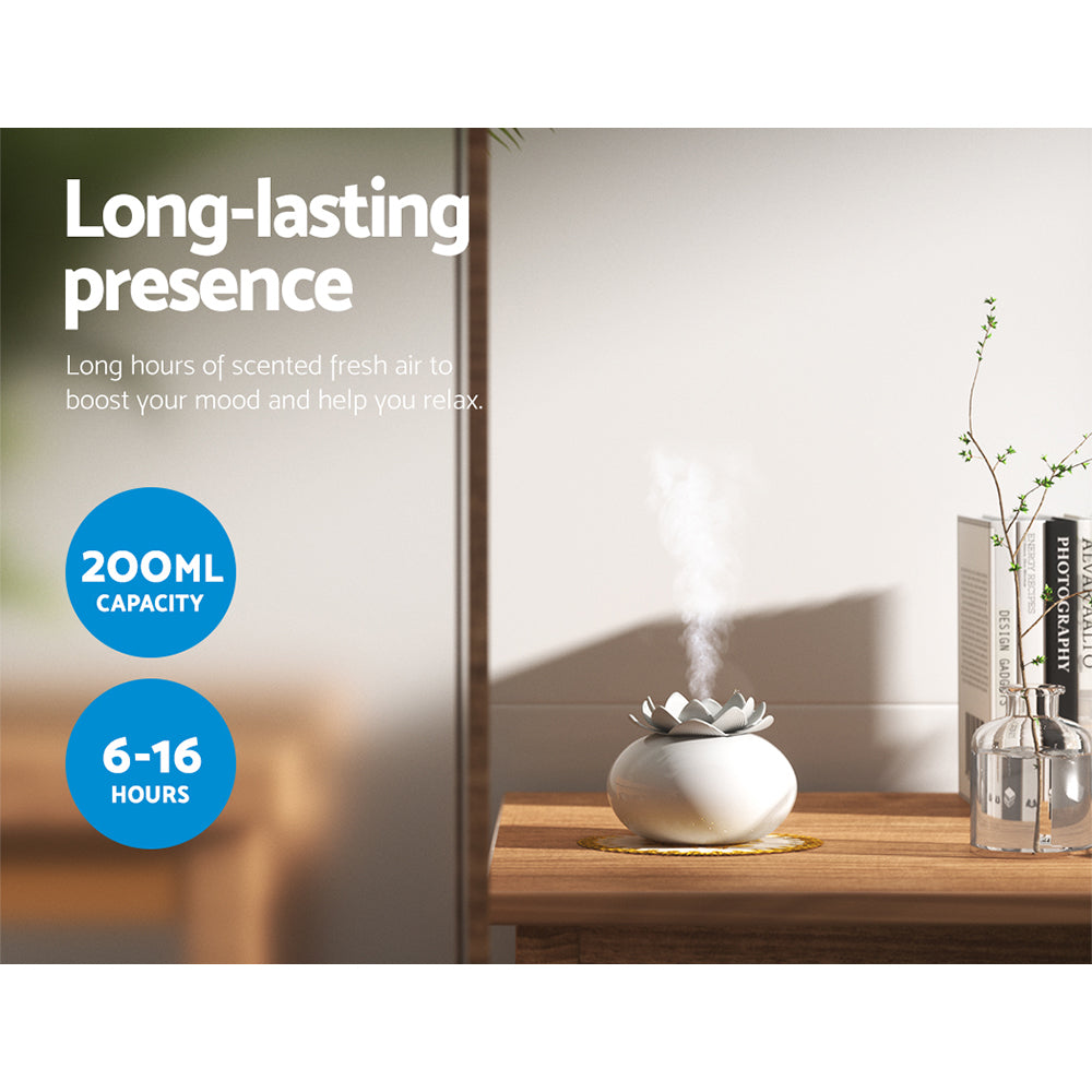 Lotus 200ml Ultrasonic Aroma Diffuser White Ceramic