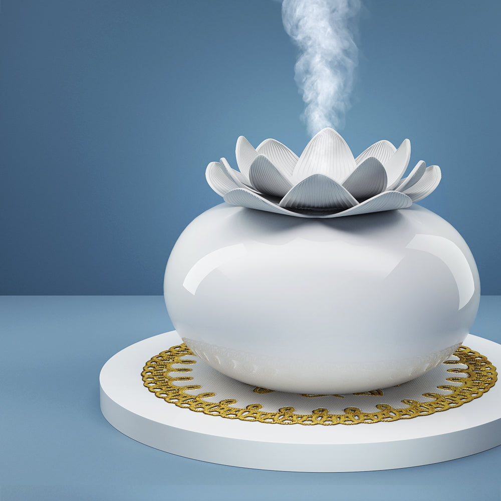 Lotus 200ml Ultrasonic Aroma Diffuser White Ceramic