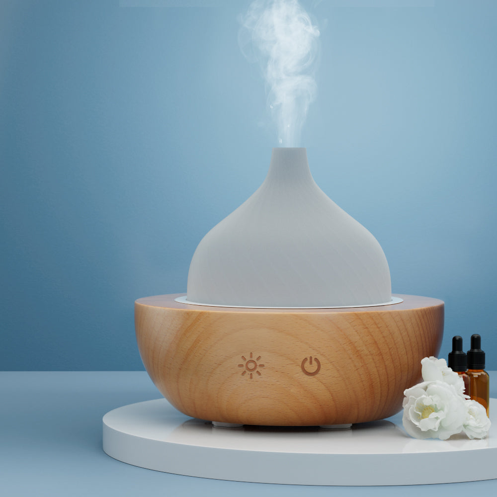 Devanti 200ml Ultrasonic Aroma Diffuser Glass Wood LED Humidifier