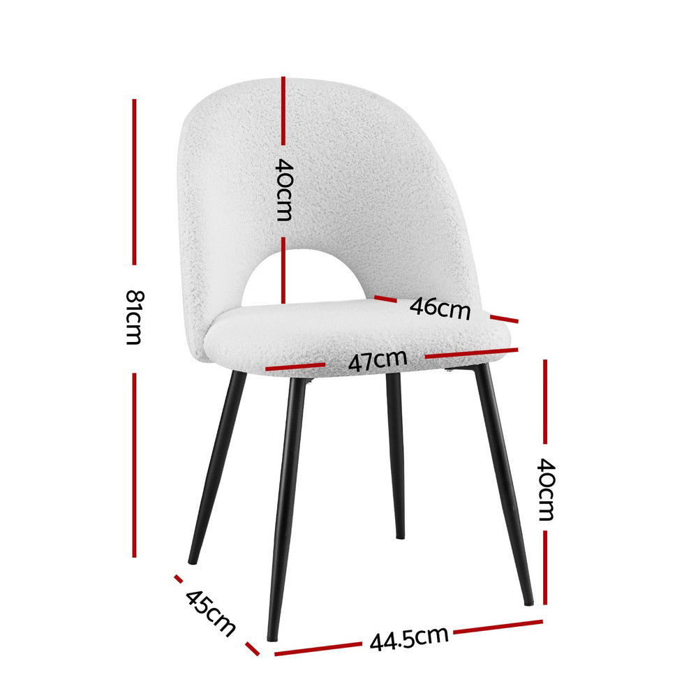 Boucle Sherpa Dining Chairs Set of 2 White