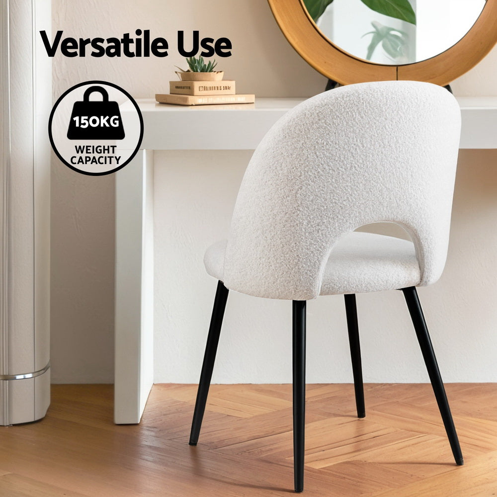 Boucle Sherpa Dining Chairs Set of 2 White