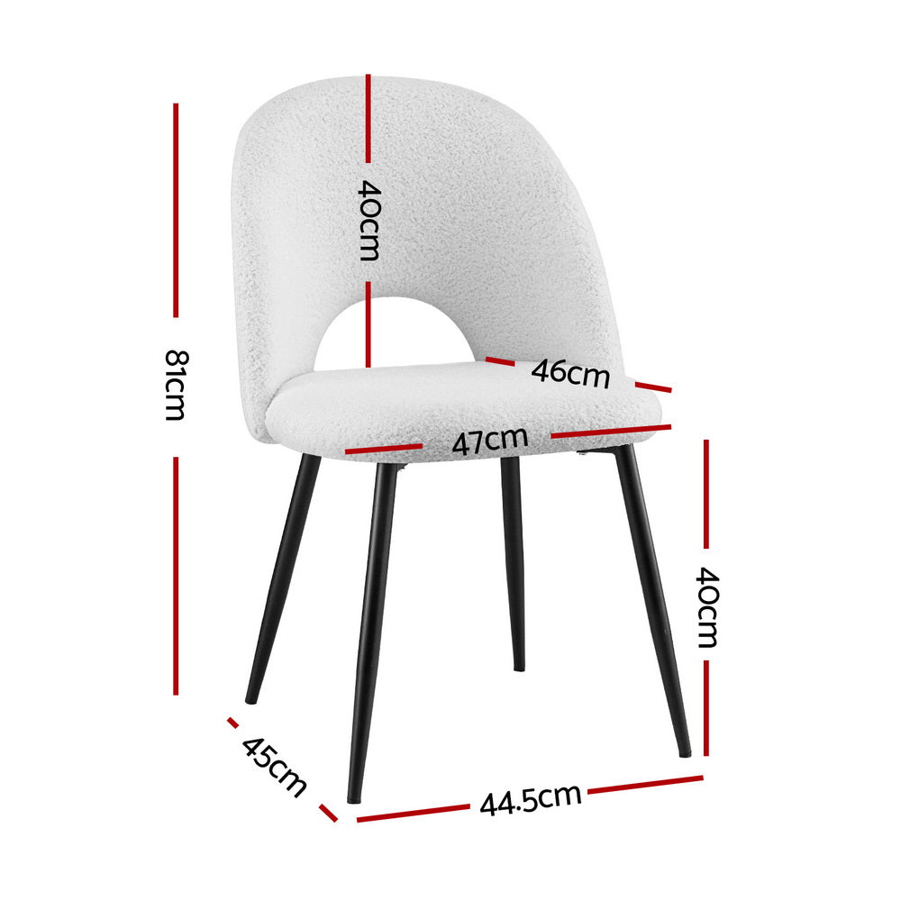Artiss Set of 4 Dining Chairs Boucle Sherpa White