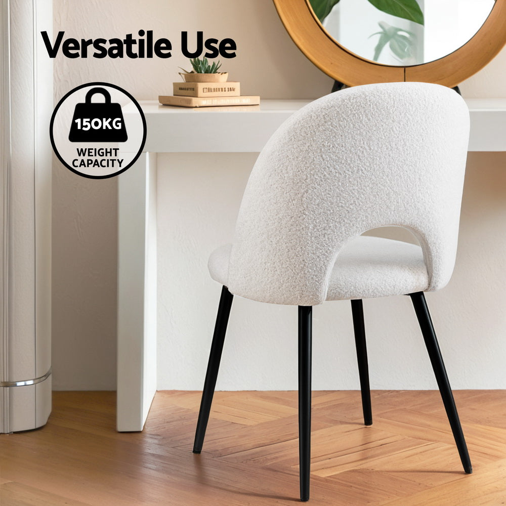 Artiss Set of 4 Dining Chairs Boucle Sherpa White
