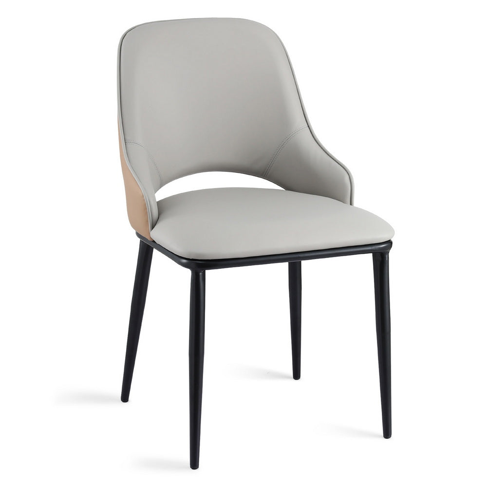 Artiss 1x Dining Chair Hollow PU Leather Kitchen Lounge Cafe Accent Chairs Grey