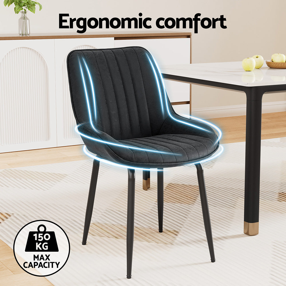 Artiss Retro Dining Chairs Set of 4 PU Leather Black