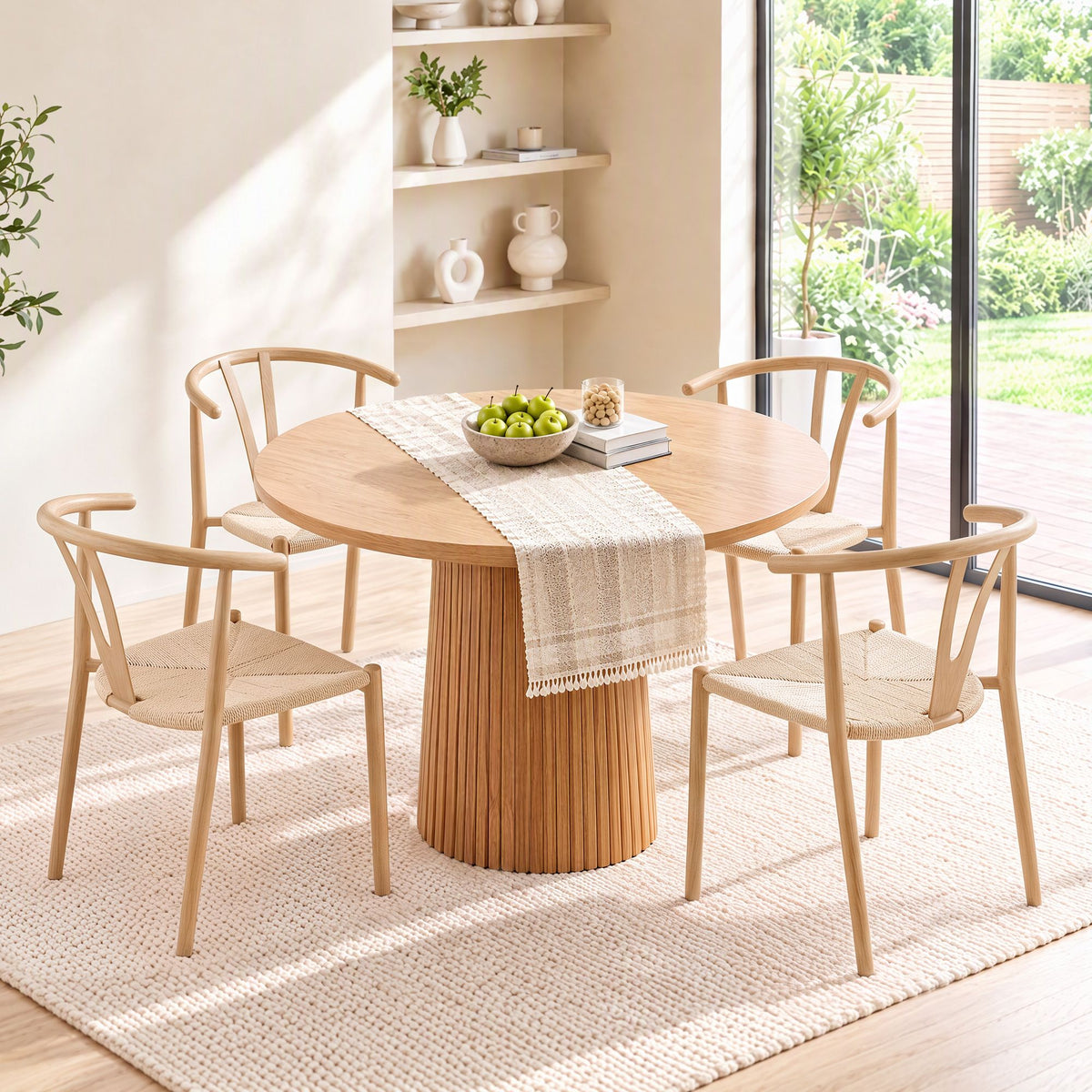 Artiss Dining Chairs Set of 4, Y-Back Leisure Accent Chair for Living Room & Balcony Woven Seat