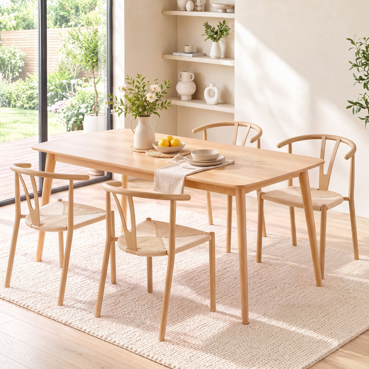 Artiss Dining Chairs Set of 4, Y-Back Leisure Accent Chair for Living Room & Balcony Woven Seat