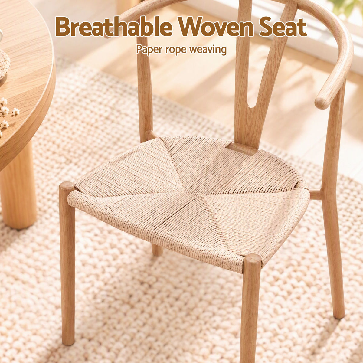 Artiss Dining Chairs Set of 4, Y-Back Leisure Accent Chair for Living Room & Balcony Woven Seat